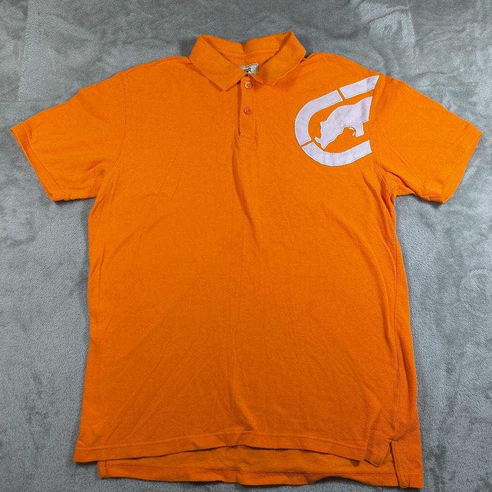 Vintage Ecko Polo Shirt Mens XXL Orange Rhino Streetwear Hiphop Skater Y2K